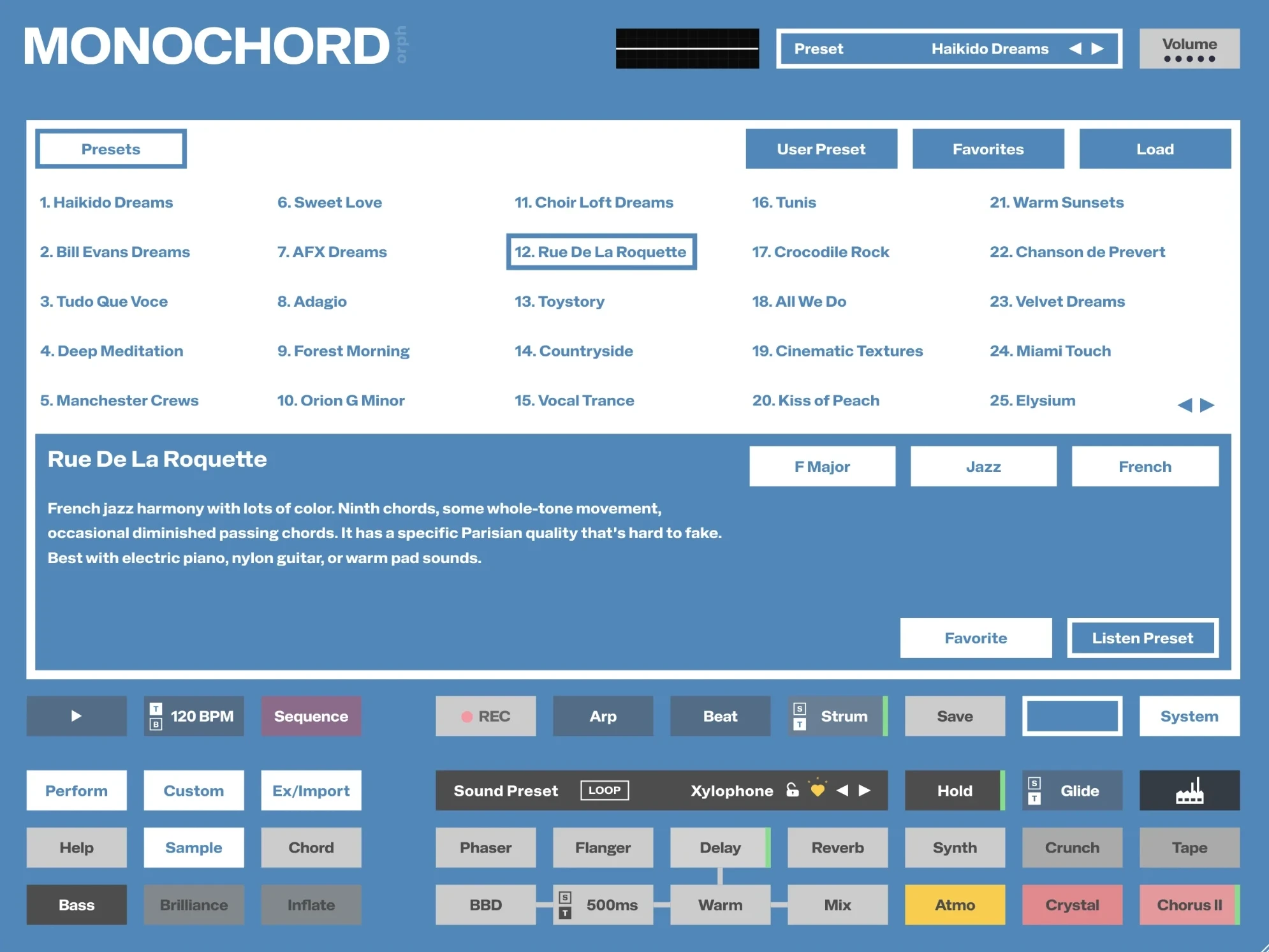 MONOCHORD – Preset Browser