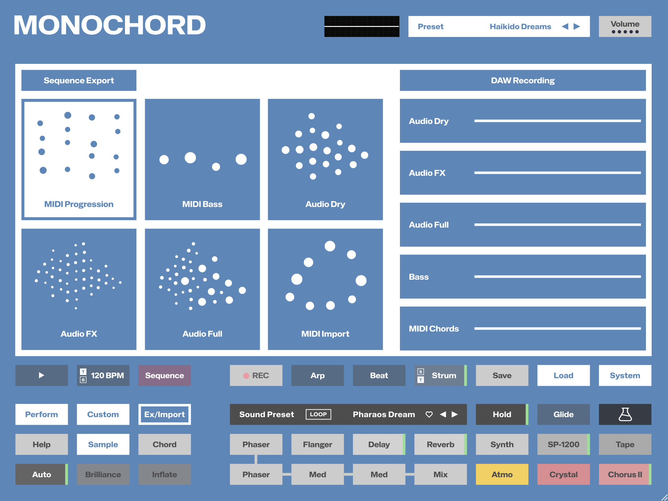MONOCHORD - Export & Recording